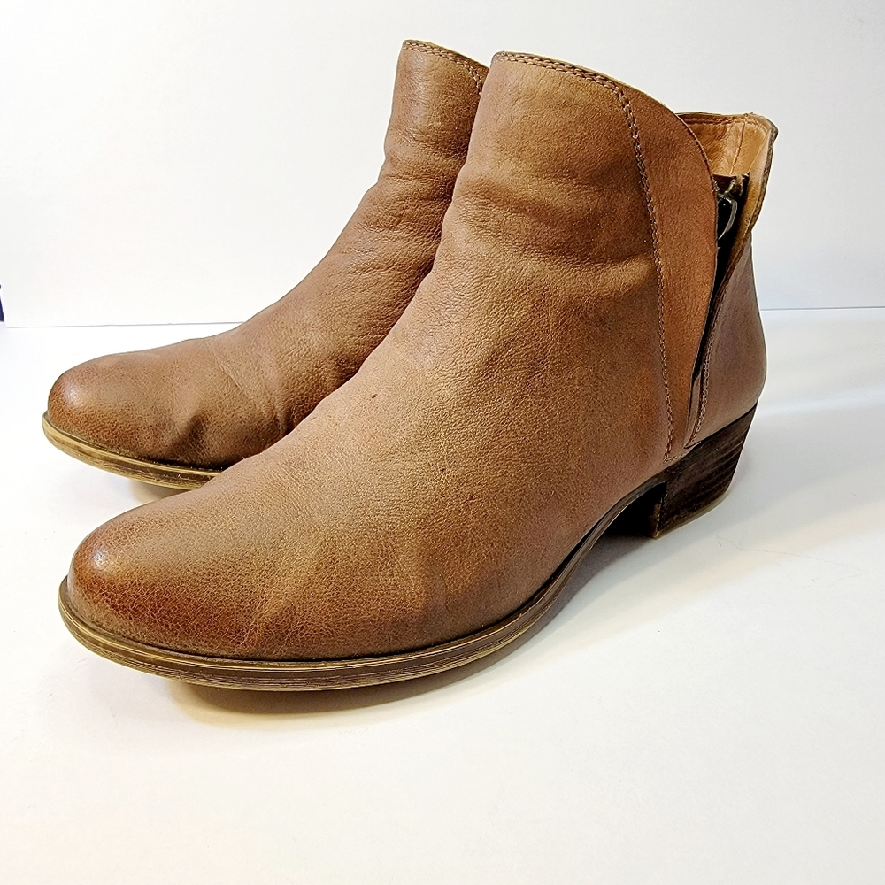 Lucky Brand Brown, Tan Leather Booties, Ankle Boots, Boho Style